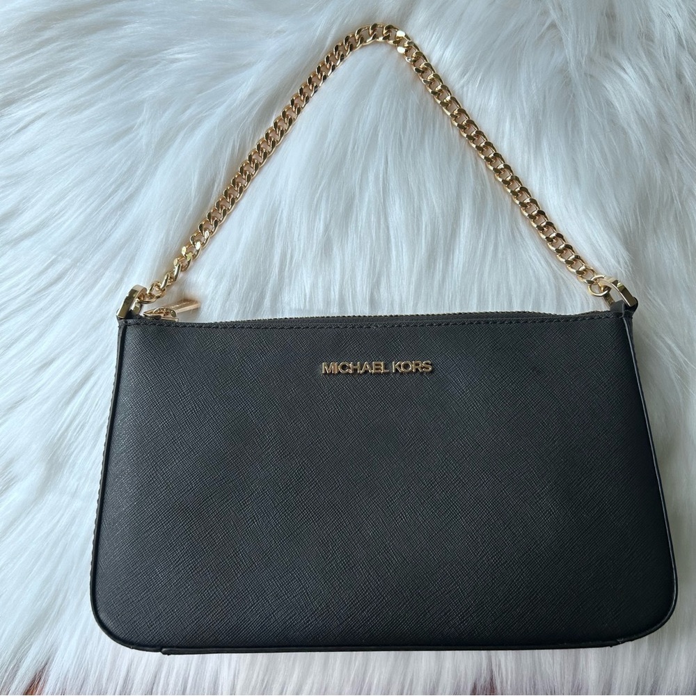 Michael Kors Black and Gold Shoulder Bag with Chain Strap